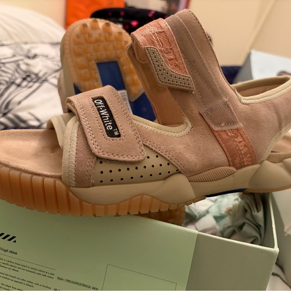 Off-White Blush Pink Suede Sport Sandals